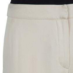 Pre Owned Max Mara Beige Silk Crepe Trousers M