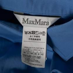 Pre Owned Max Mara Blue Cotton Button Front Midi Shirt Dress M