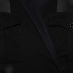 Pre Owned Max Mara Black Crepe Front Tie Detail Crop Jacket M