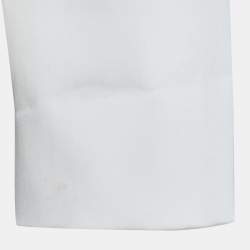 Pre Owned Max Mara White Cotton Tapered Pants & Single Breasted Blazer Suit S/ XS