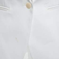Pre Owned Max Mara White Cotton Tapered Pants & Single Breasted Blazer Suit S/ XS