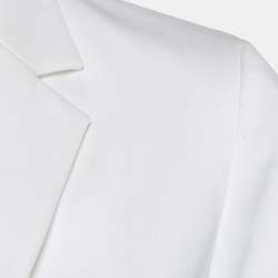 Pre Owned Max Mara White Cotton Tapered Pants & Single Breasted Blazer Suit S/ XS