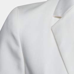 Pre Owned Max Mara White Cotton Tapered Pants & Single Breasted Blazer Suit S/ XS