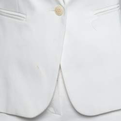 Pre Owned Max Mara White Cotton Tapered Pants & Single Breasted Blazer Suit S/ XS