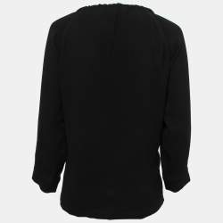 Max Mara Black Crepe Drawstring Detail Pocketed Blouse M