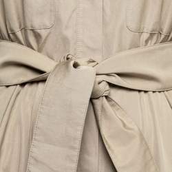 Pre Owned Max Mara  Khaki Brown Cotton Button Front Belted Shirt Dress S