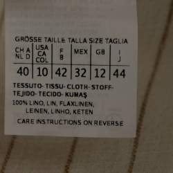 Pre Owned Max Mara Cream Striped Linen Pleat Detail Wide Leg Culottes M