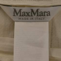 Pre Owned Max Mara Cream Striped Linen Pleat Detail Wide Leg Culottes M