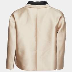 Pre Owned Max Mara Beige Silk Button Front Blazer M