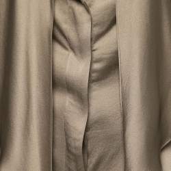 Pre Owned Max Mara Brown Silk Satin Neck Tie Detail Button Front Shirt S