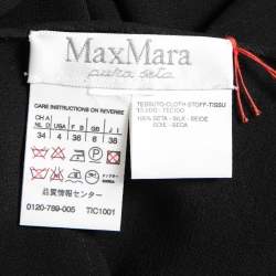 Pre Owned Max Mara Black Sheer Silk Front Tie Detail Blouse S