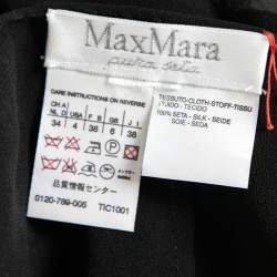 Pre Owned Max Mara Black Sheer Silk Front Tie Detail Blouse S