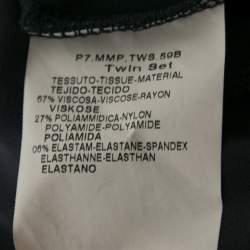 Pre Owned Max Mara Navy Blue Stretch Crepe Pleated and Zip Front Dress M