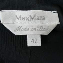 Pre Owned Max Mara Navy Blue Stretch Crepe Pleated and Zip Front Dress M