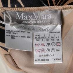Pre Owned Max Mara Beige Floral Printed Silk Long Sleeve Top M