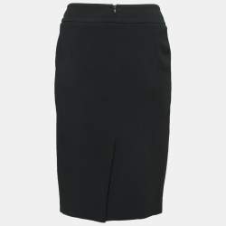 Max Mara Black Crepe Slit Detail Midi Skirt M