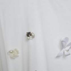 Max Mara White Mesh Crystal and Sequin Embellished Top M