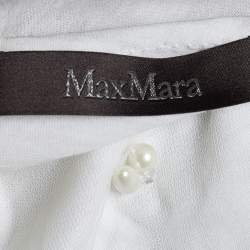 Max Mara White Mesh Crystal and Sequin Embellished Top M