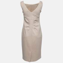 Pre Owned Max Mara Beige Wool Sleeveless Dress S