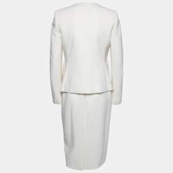 Pre Owned Max Mara Cream Wool Sleeveless Dress Jacket Set M