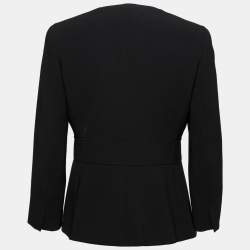 Pre Owned Max Mara Black Acetate Button Closure Jacket M