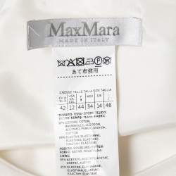 Pre Owned Max Mara White Cotton Cap Sleeve Belted Dress L
