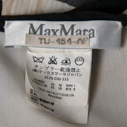 Pre Owned Max Mara Beige and Black Printed Textured Silk Long Sleeve Blouse XL