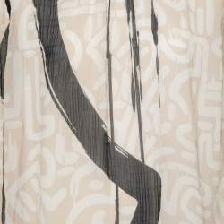 Pre Owned Max Mara Beige and Black Printed Textured Silk Long Sleeve Blouse XL