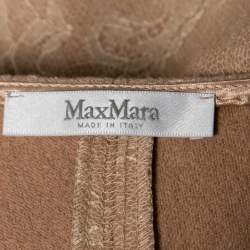 Pre Owned Max Mara Camel Brown Wool Floral Lace Raglan Sleeve Liriche Top L