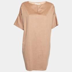 Pre Owned Max Mara Tan Camel Hair Short Sleeve Mini Dress S