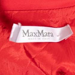 Pre Owned Max Mara Red Plisse Jersey Xiria Long Sleeve Dress L