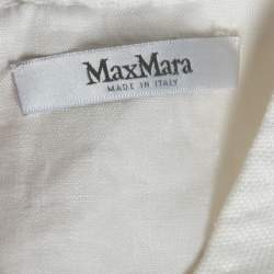 Pre Owned Max Mara White Linen & Jersey Tie-Up Detail Sleeveless Dress S