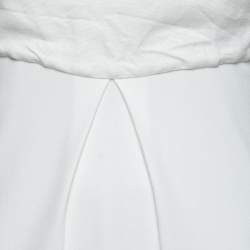 Pre Owned Max Mara White Linen & Jersey Tie-Up Detail Sleeveless Dress S