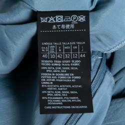 Pre Owned Max Mara Teal Silk Wrap Effect Long Sleeve Blouse L