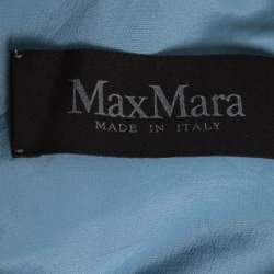 Pre Owned Max Mara Teal Silk Wrap Effect Long Sleeve Blouse L