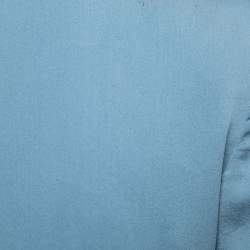 Pre Owned Max Mara Teal Silk Wrap Effect Long Sleeve Blouse L