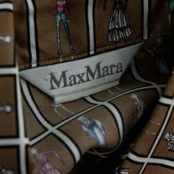 Pre Owned Max Mara Brown Camel Silk Printed Ruched Cuff Blouse M