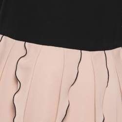 Max Mara Studio Black & Beige Chiffon Ruffled Midi Dress M