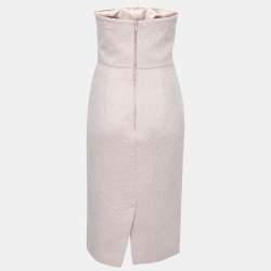 Pre Owned Max Mara Blush Pink Alpaca Fur Strapless Razza Dress S