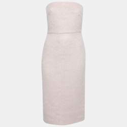 Pre Owned Max Mara Blush Pink Alpaca Fur Strapless Razza Dress S