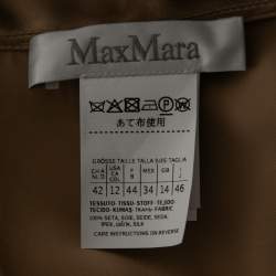 Pre Owned Max Mara Beige Satin Silk Neck Tie Detail Long Sleeve Blouse L