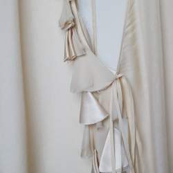 Max Mara Light Beige Silk Ruffle Detail Wrap Blouse L