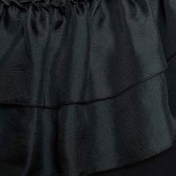 Pre Owned Max Mara Black Crepe Ruffled One Shoulder Top S