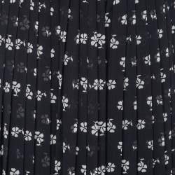 Pre Owned Max Mara Navy Blue Floral Printed Chiffon Pleated Palazzo Pants S