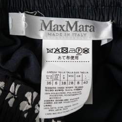 Pre Owned Max Mara Navy Blue Floral Printed Chiffon Pleated Palazzo Pants S