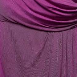 Pre Owned Max Mara Purple Silk Jersey Strapless Maxi Dress S