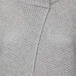 Pre Owned Max Mara Grey Cashmere Turtleneck Cropped Cardigan M