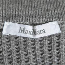 Pre Owned Max Mara Grey Cashmere Turtleneck Cropped Cardigan M
