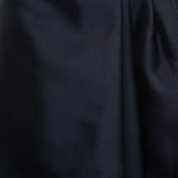 Pre Owned Max Mara Navy Blue Silk Pleated Maxi Skirt S