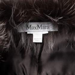 Pre Owned Max Mara Dark Purple Wool Detachable-Collar Belted Coat L   